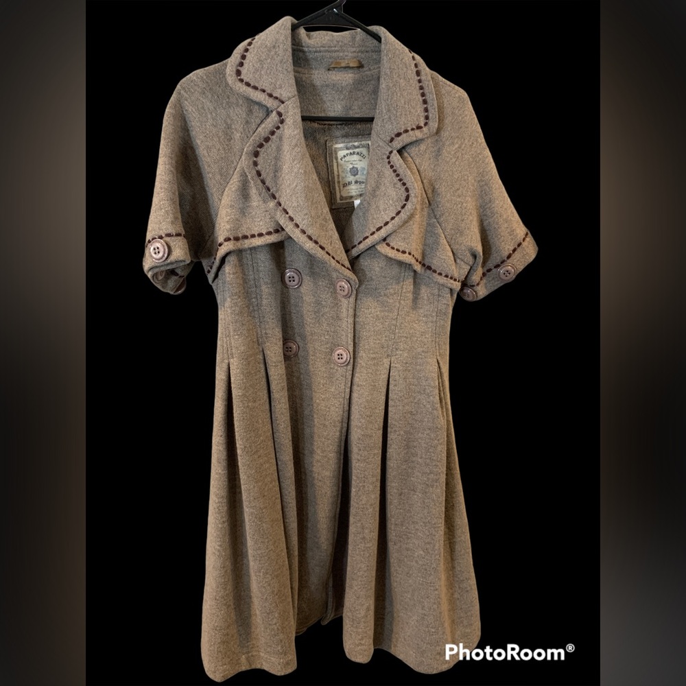 Paparazzi outerwear short sleeved double breasted pea coat style jacket. Large